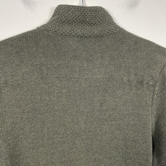 Carbon 2 Cobalt 1/4 Zip Sweater Mens Large Olive Rib Knit Textured Preppy Casual - Picture 8 of 11